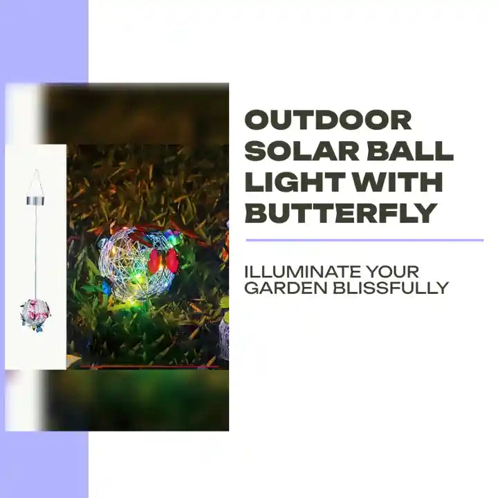 Outdoor Solar Ball Light with Butterfly by@Outfy