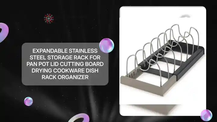Expandable Stainless Steel Storage Rack for Pan Pot Lid Cutting Board Drying Cookware Dish Rack Organizer by@Outfy