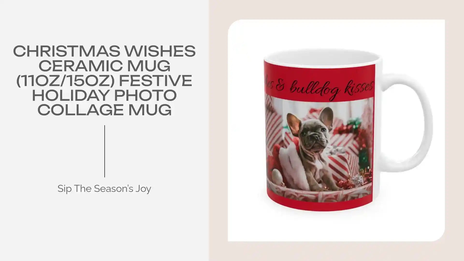 Christmas Wishes Ceramic Mug (11oz/15oz) Festive Holiday Photo Collage Mug by@Outfy