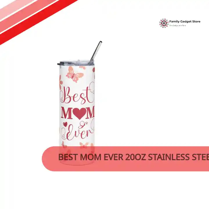 Best Mom Ever 20oz Stainless Steel Tumbler &mdash; Floral Butterfly Travel Mug by@Outfy
