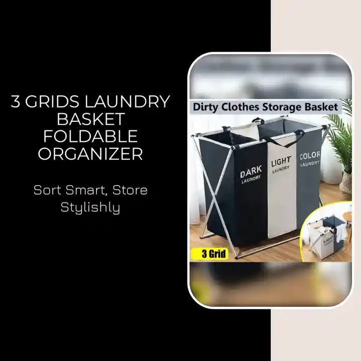 3 Grids Laundry Basket Foldable Organizer by@Outfy