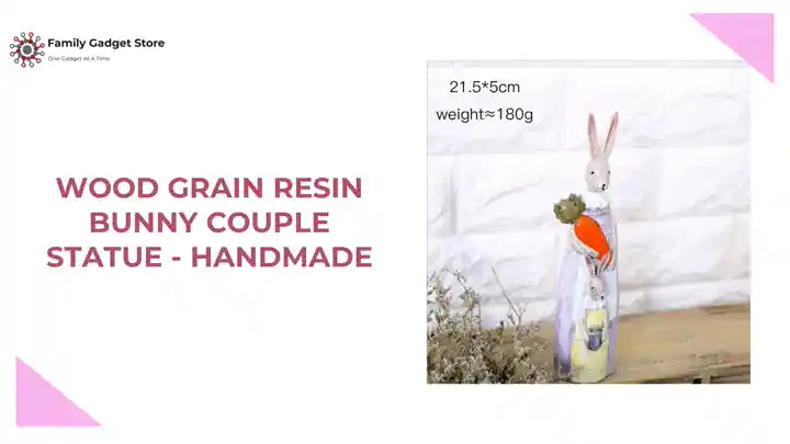 Wood Grain Resin Bunny Couple Statue - Handmade by@Outfy