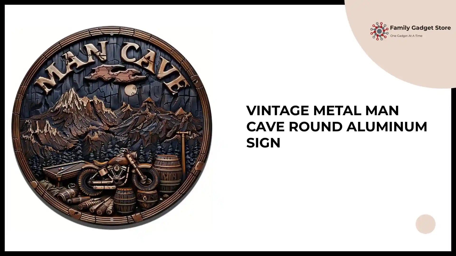 Vintage Metal Man Cave Round Aluminum Sign by@Outfy