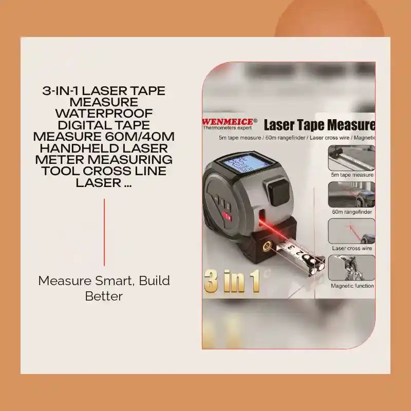 3-In-1 Laser Tape Measure Waterproof Digital Tape Measure 60M/40M Handheld Laser Meter Measuring Tool Cross Line Laser Level by@Outfy