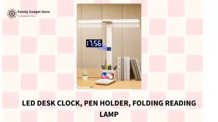 LED Desk Clock, Pen Holder, Folding Reading Lamp by@Outfy