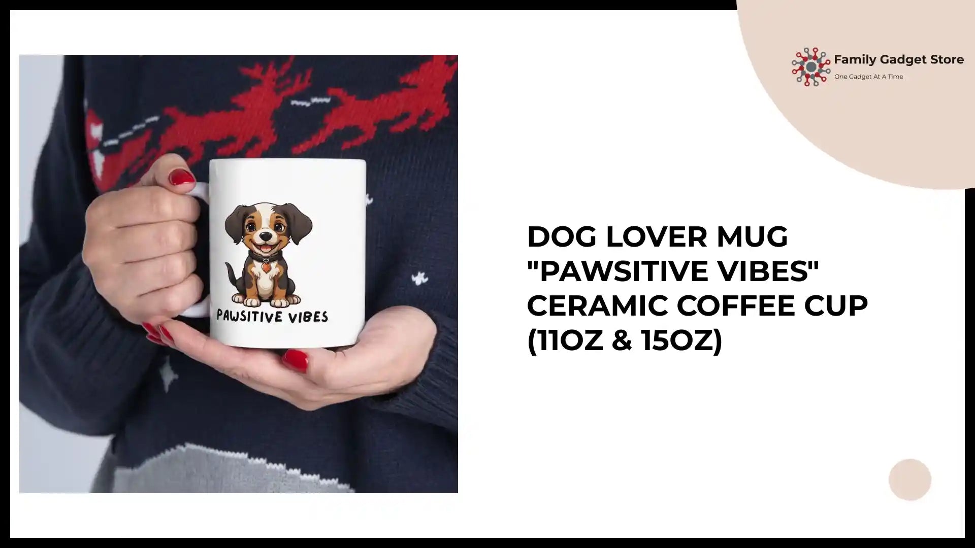 Dog Lover Mug "Pawsitive Vibes" Ceramic Coffee Cup (11oz &amp; 15oz) by@Outfy