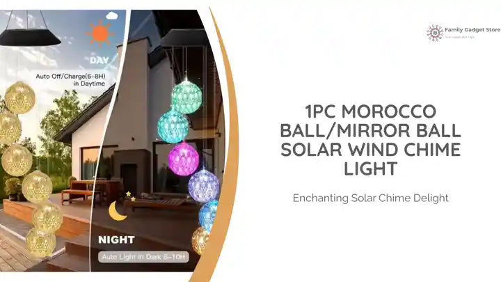 1pc Morocco Ball/Mirror Ball Solar Wind Chime Light by@Outfy