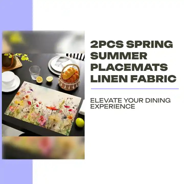 2pcs Spring Summer Placemats Linen Fabric by@Outfy