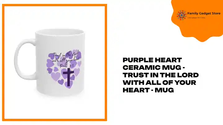 Purple Heart Ceramic Mug - Trust in the Lord with all of your heart - Mug by@Outfy