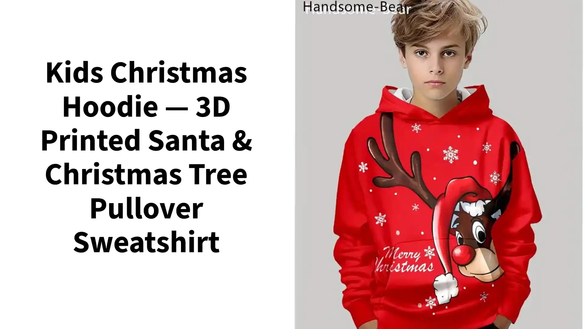 Kids Christmas Hoodie &mdash; 3D Printed Santa &amp; Christmas Tree Pullover Sweatshirt by@Outfy