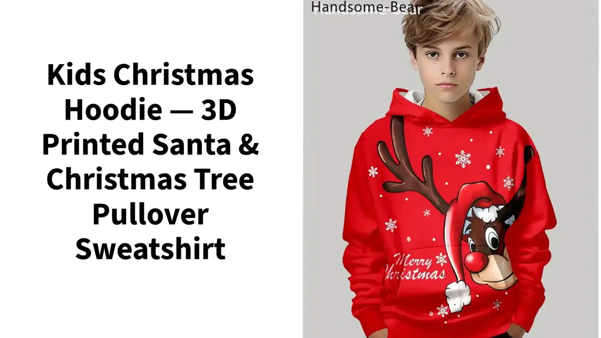 Kids Christmas Hoodie &mdash; 3D Printed Santa &amp; Christmas Tree Pullover Sweatshirt by@Outfy
