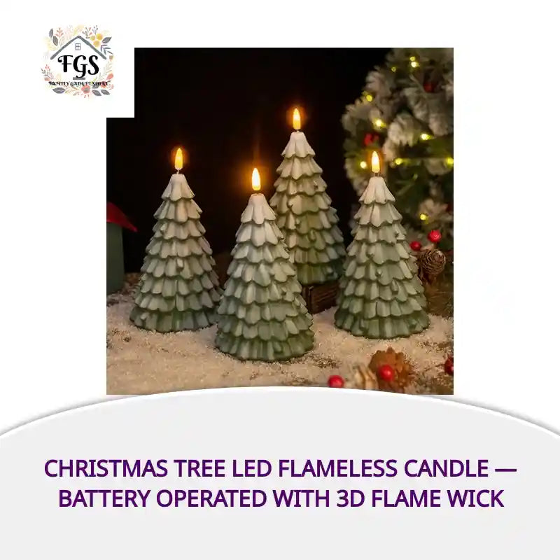 Christmas Tree LED Flameless Candle &mdash; Battery Operated with 3D Flame Wick by@Outfy