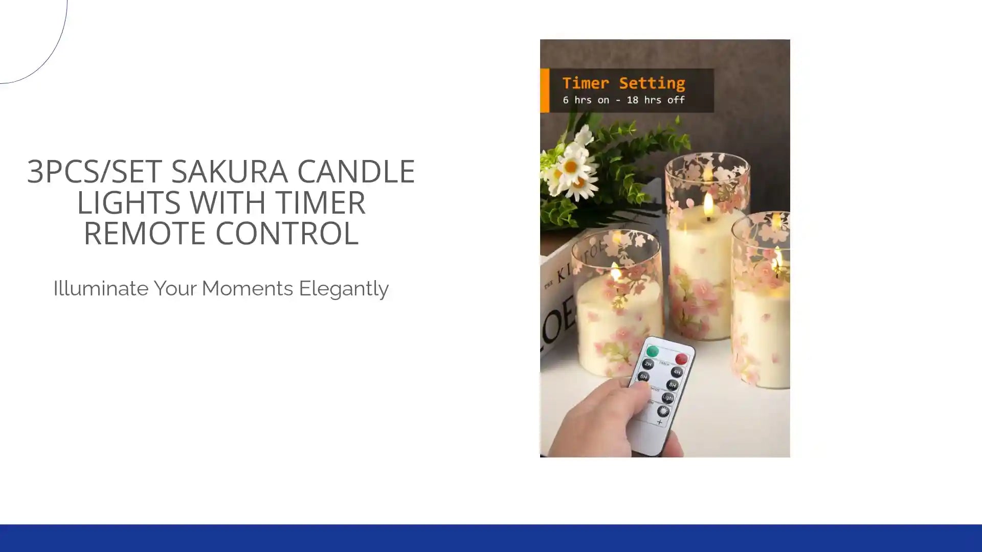 3pcs/Set Sakura Candle Lights with Timer Remote Control by@Outfy