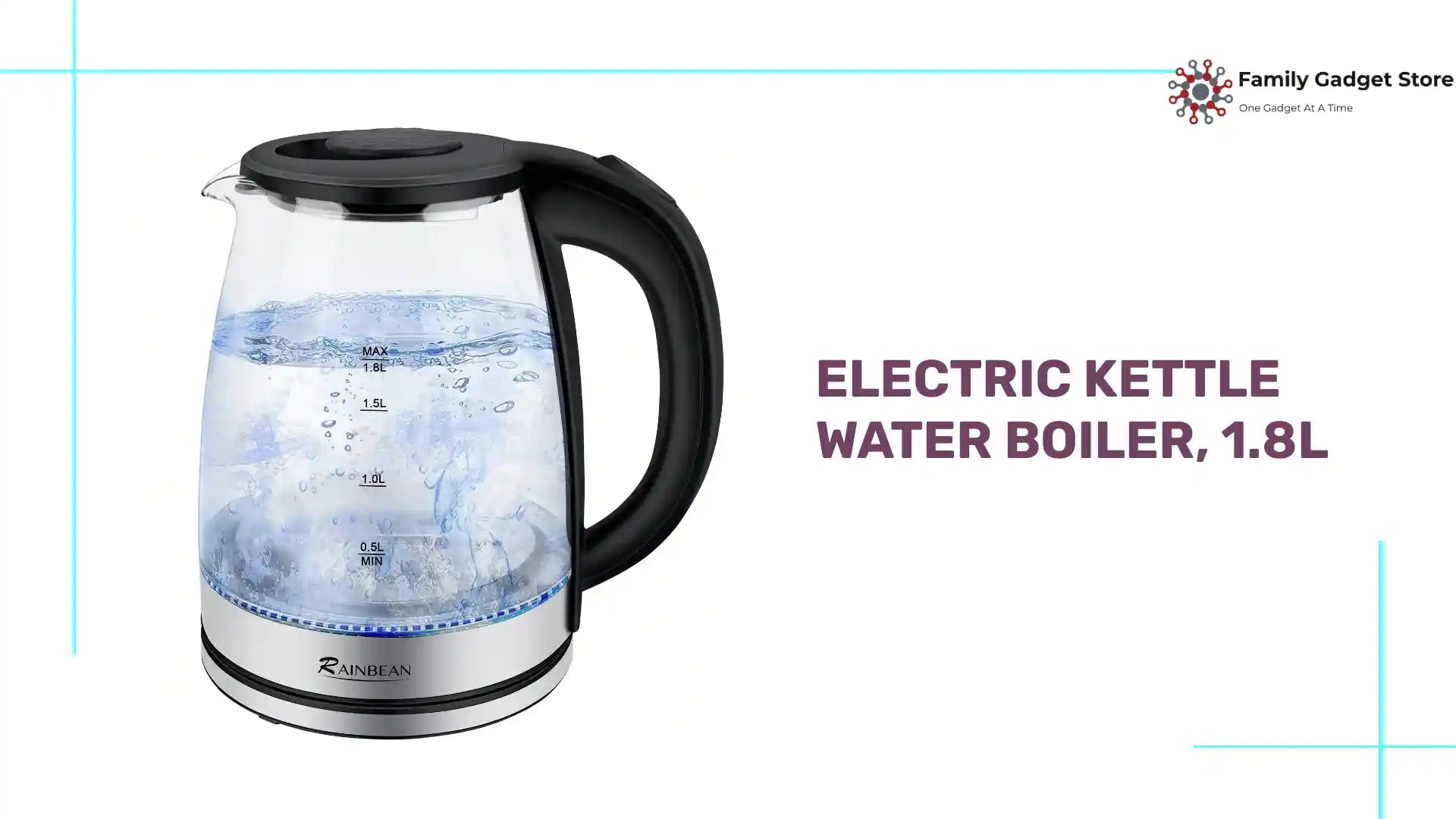 Electric Kettle Water Boiler, 1.8L by@Outfy