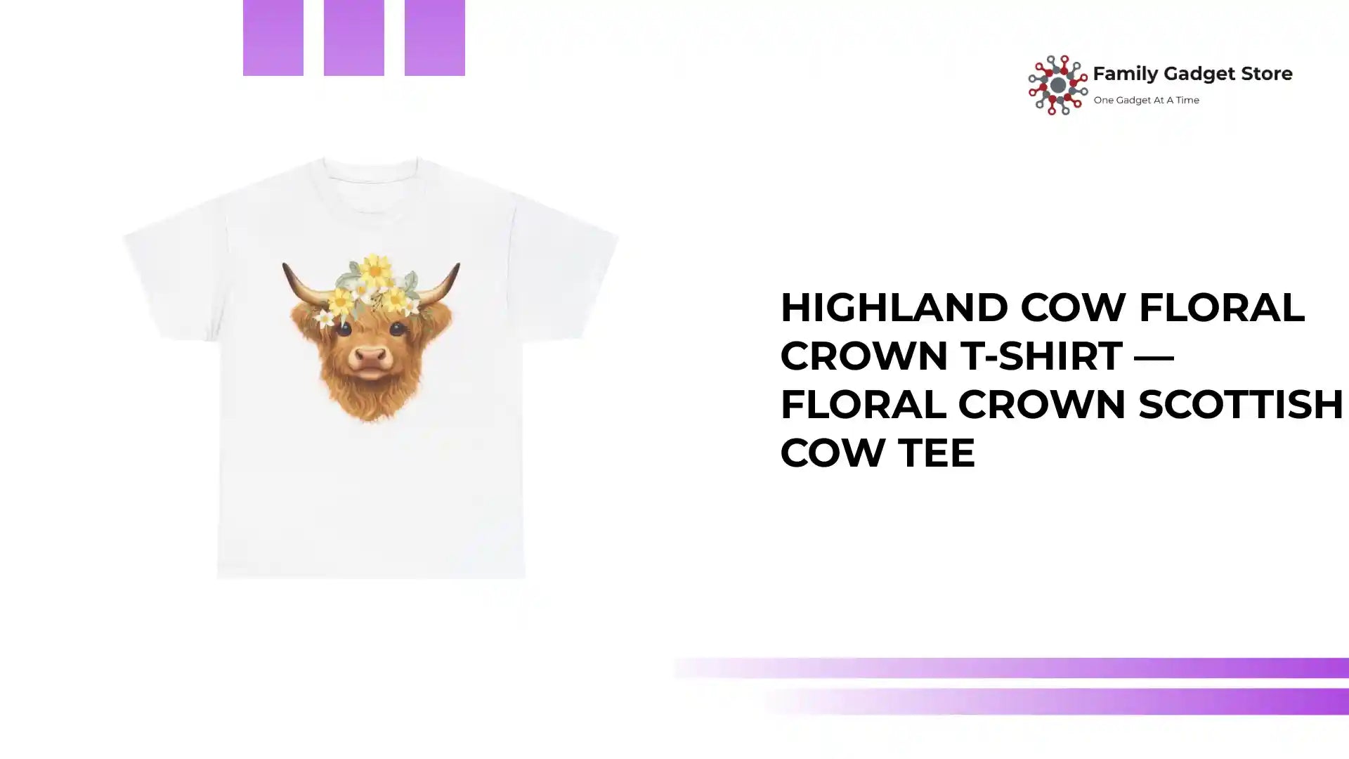 Highland Cow Floral Crown T-Shirt &mdash; Floral Crown Scottish Cow Tee by@Outfy